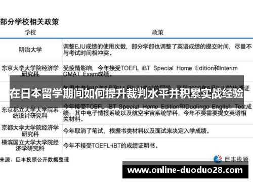在日本留学期间如何提升裁判水平并积累实战经验